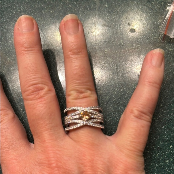 Elegant Smokey Topaz and Silver Women's Ring - Picture 1 of 4